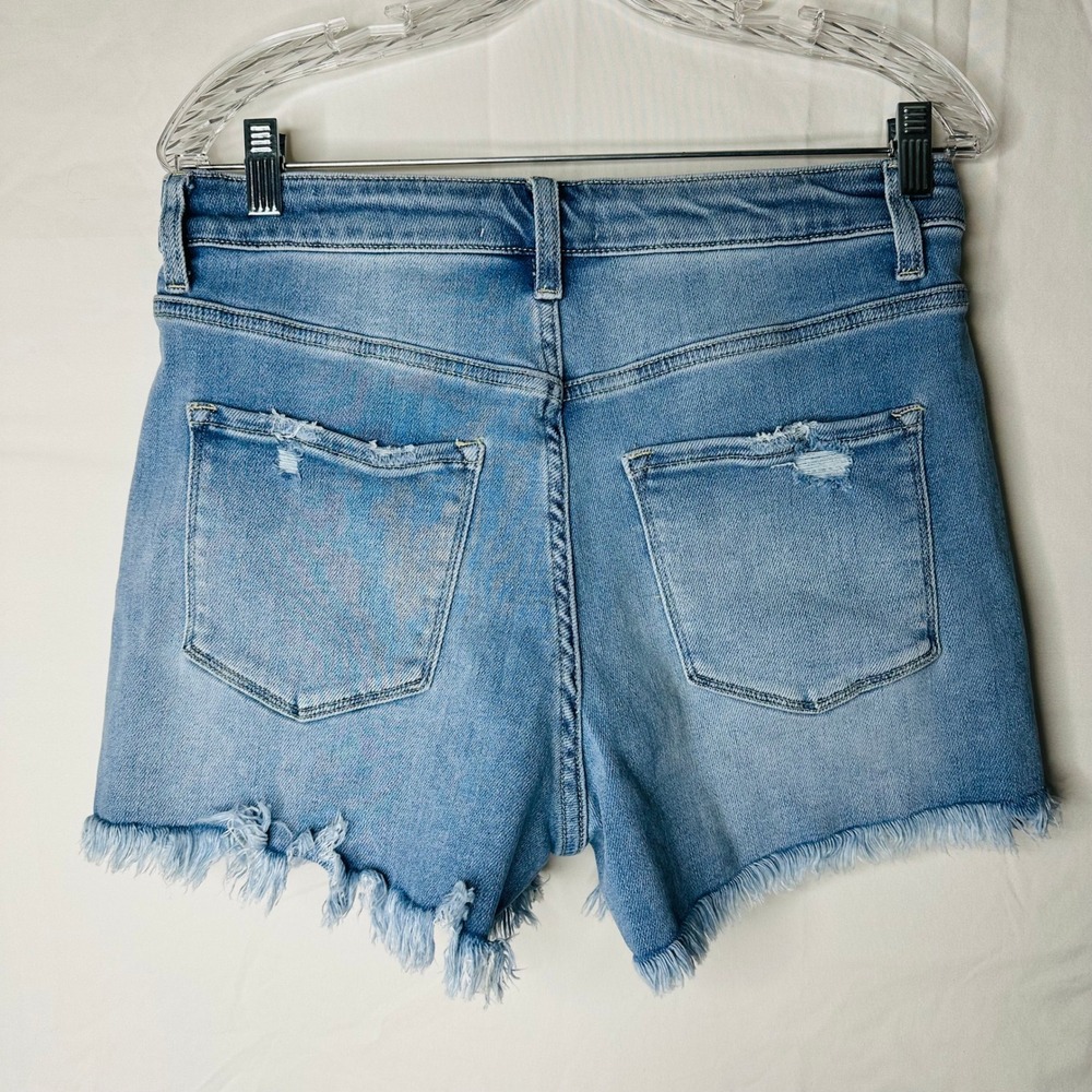 Vervet Los Angeles Light Wash High Rise Frayed Hem Denim Shorts V2912 Large - Picture 2 of 7